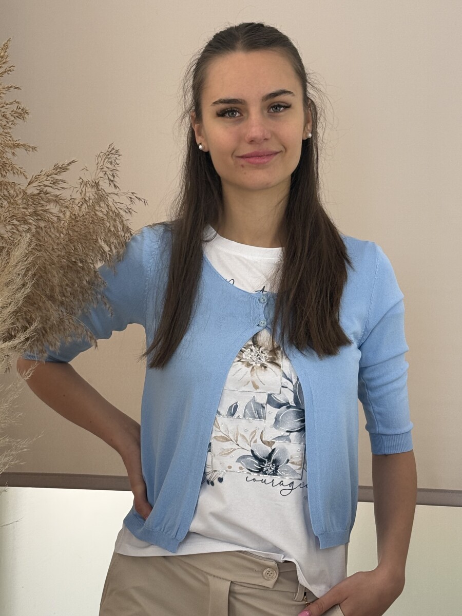 Vékony gombos boleró - világoskék - Kép 5