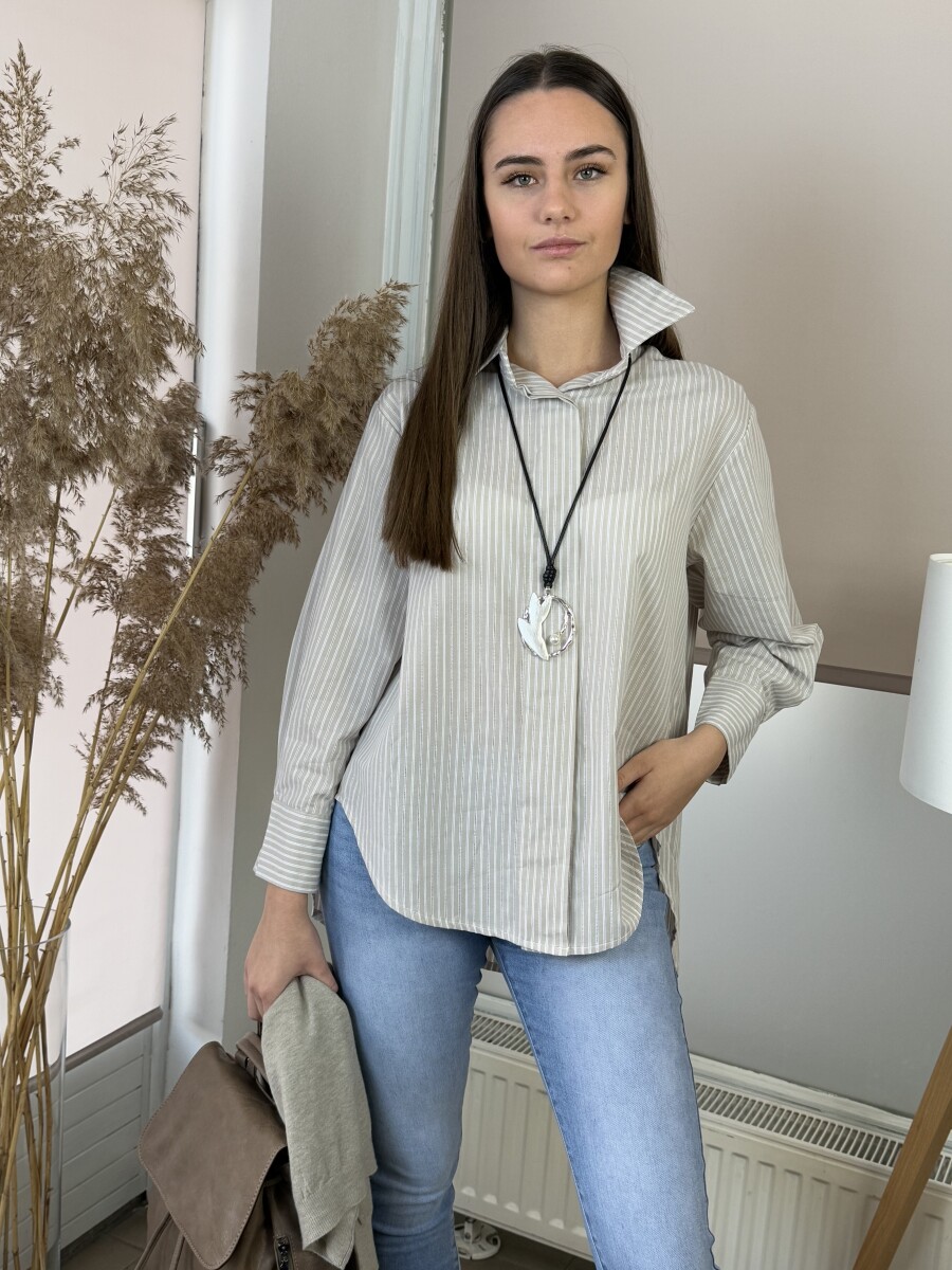 Csíkos ing - bézs - Kép 2