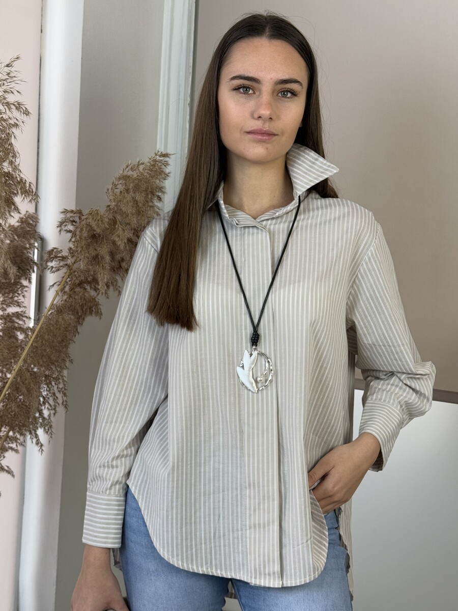 Csíkos ing - bézs - Kép 1