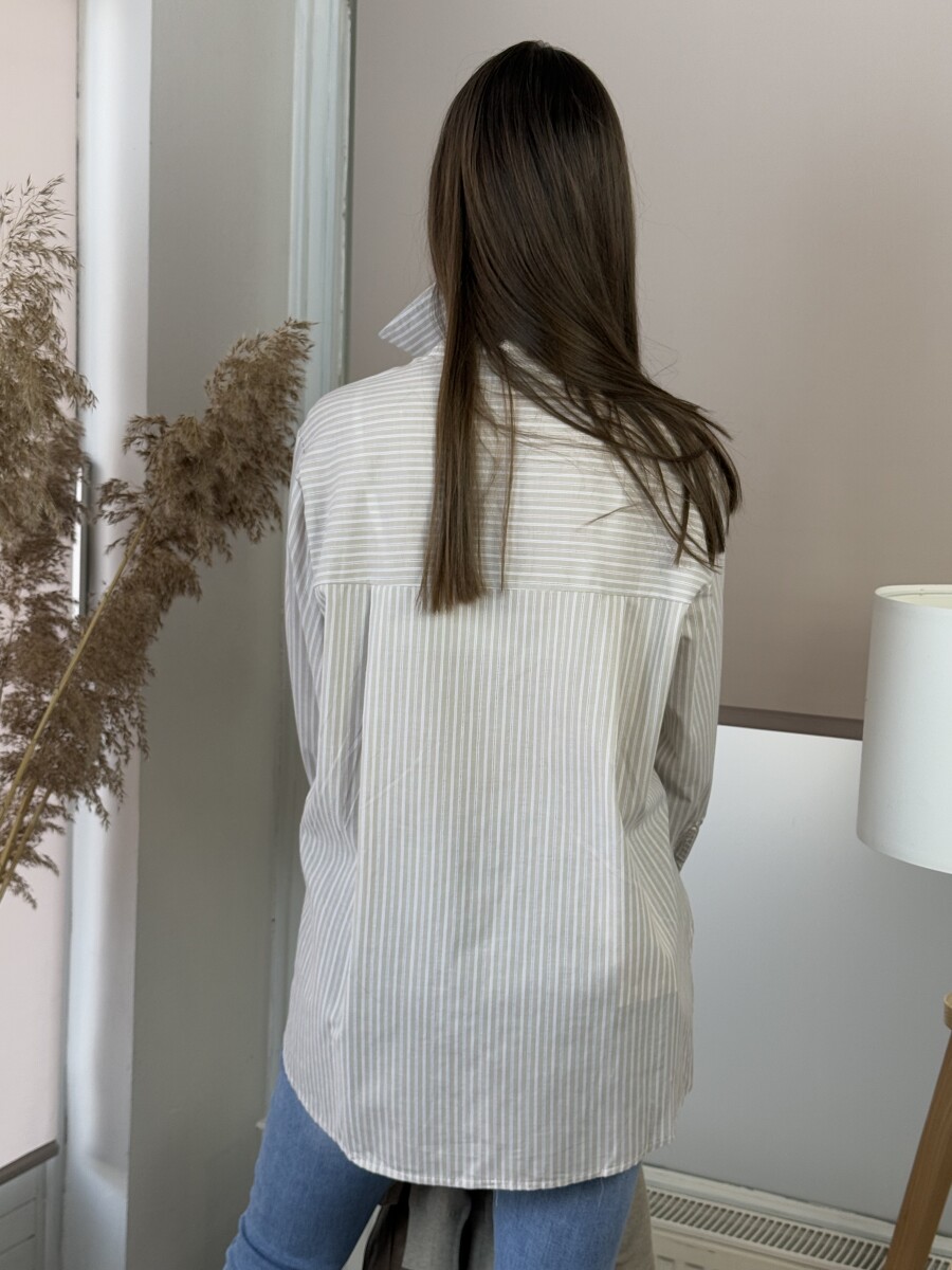 Csíkos ing - bézs - Kép 10