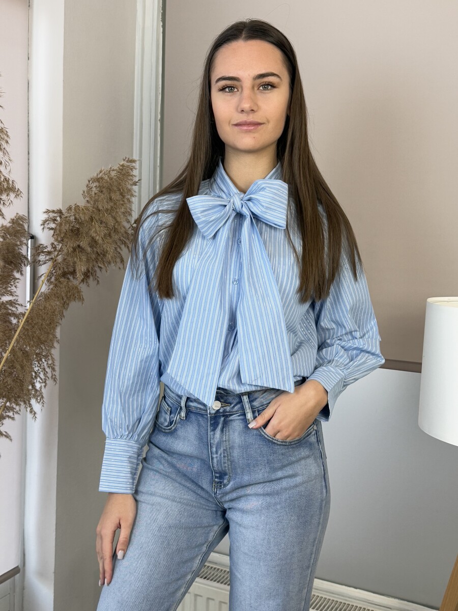Masnis csíkos blúz - világoskék - Kép 13