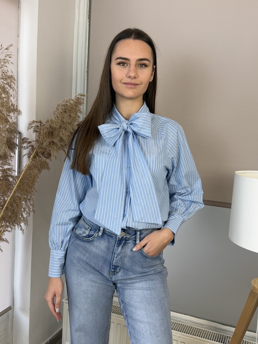 Masnis csíkos blúz - világoskék - Kép 15