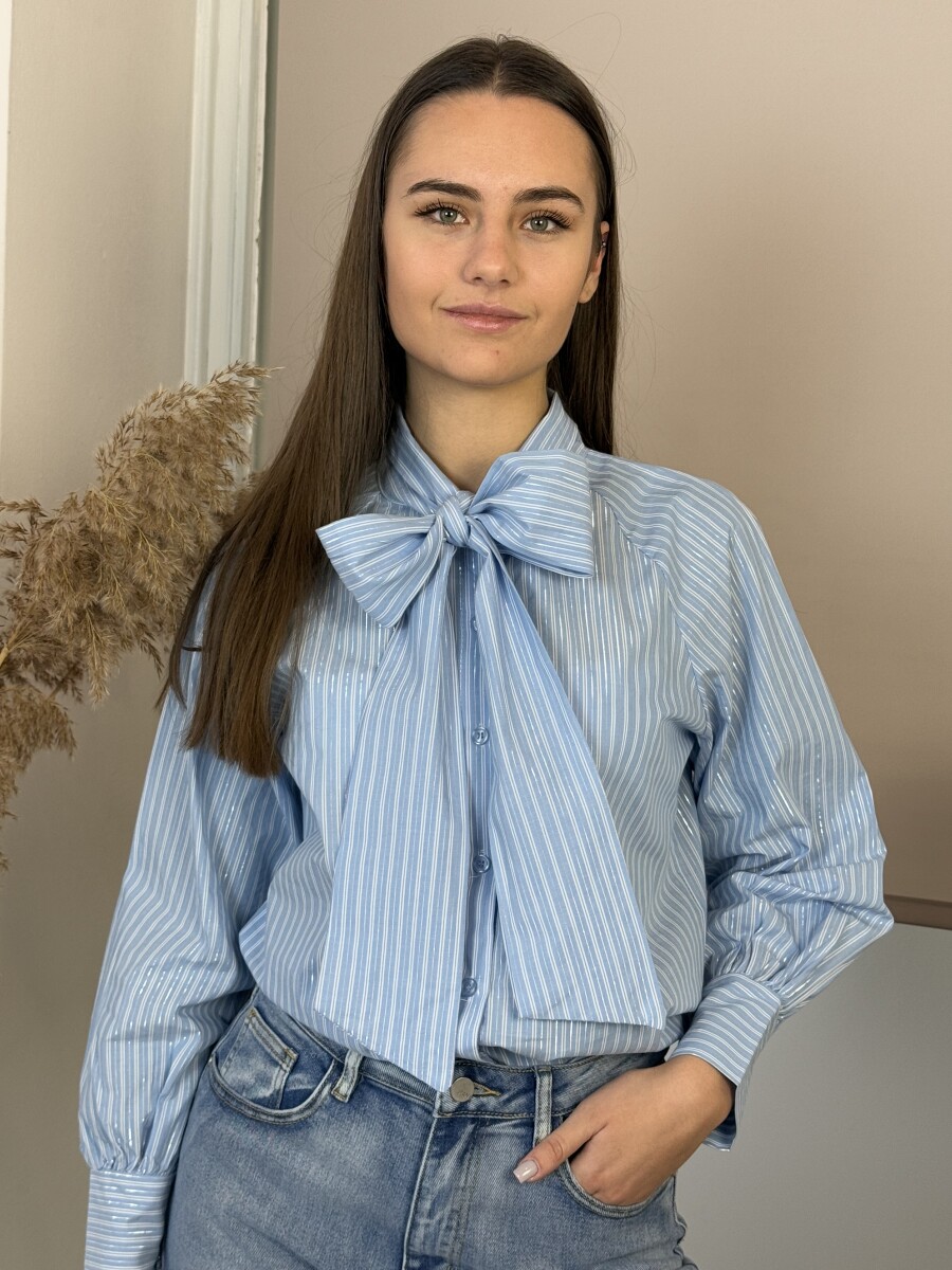 Masnis csíkos blúz - világoskék - Kép 16