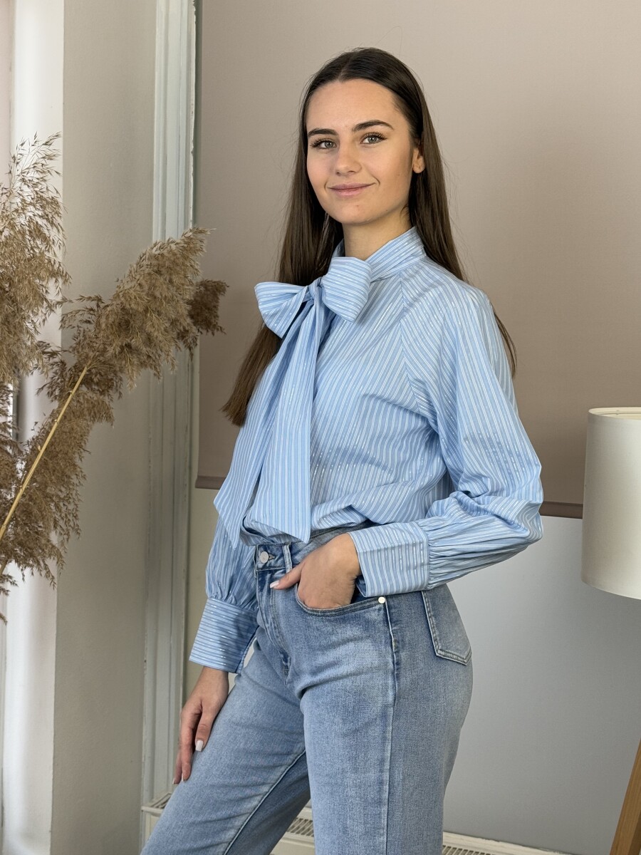 Masnis csíkos blúz - világoskék - Kép 19