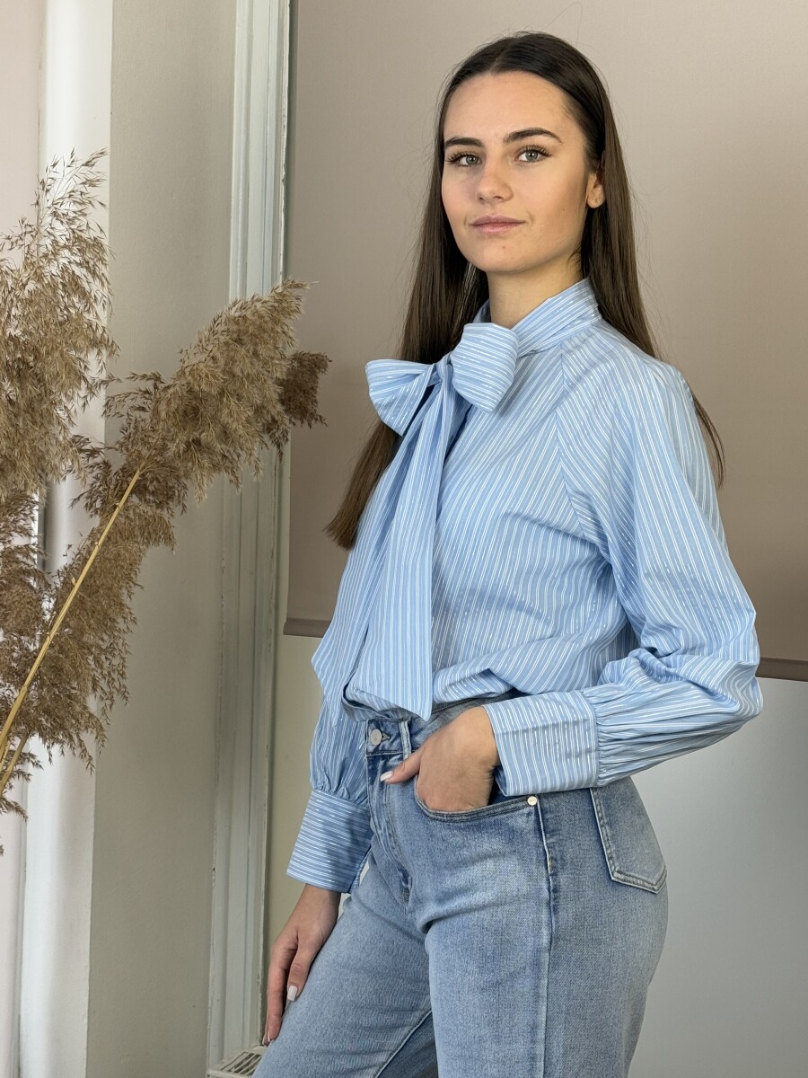 Masnis csíkos blúz - világoskék - Kép 20