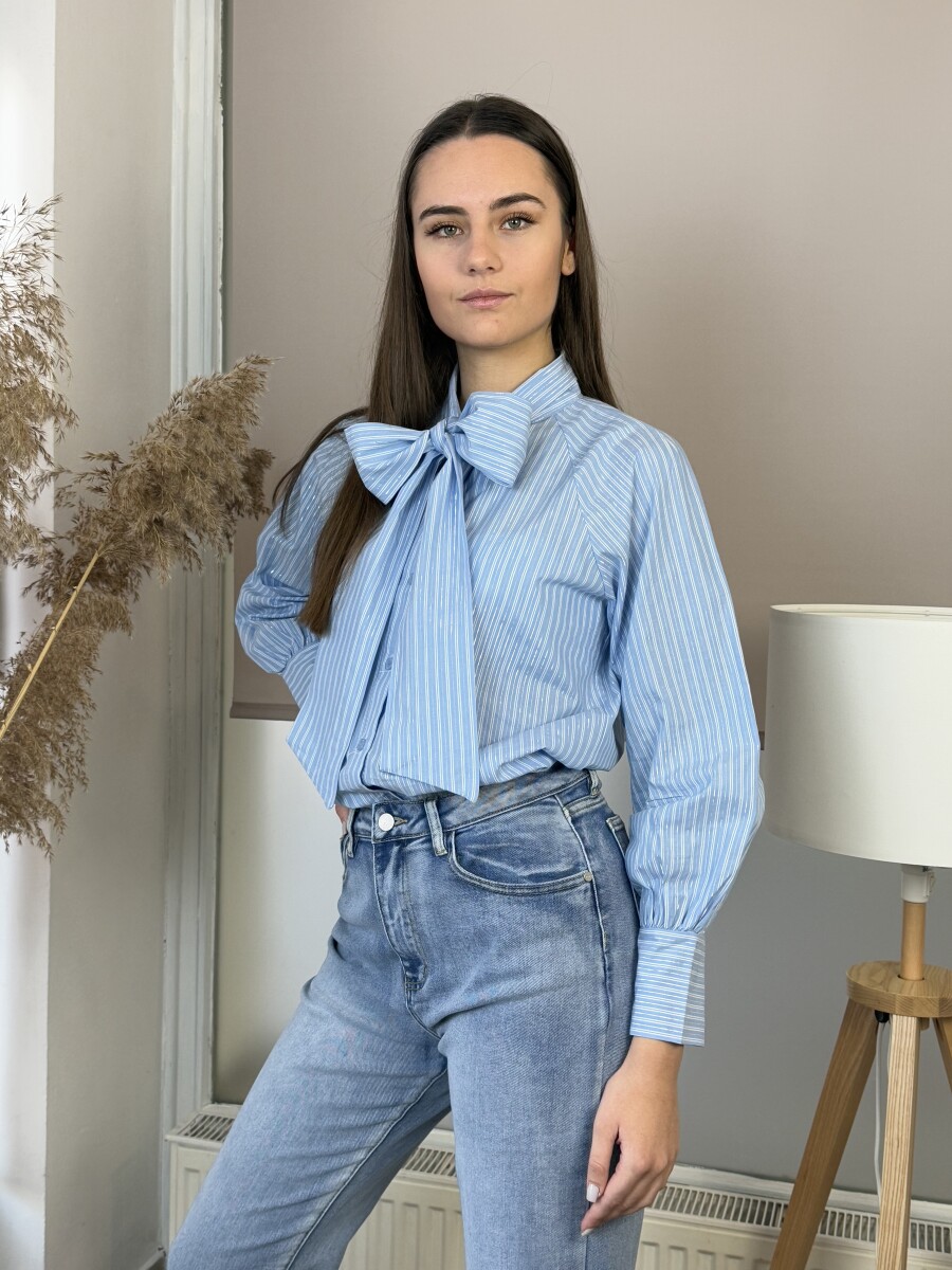 Masnis csíkos blúz - világoskék - Kép 21
