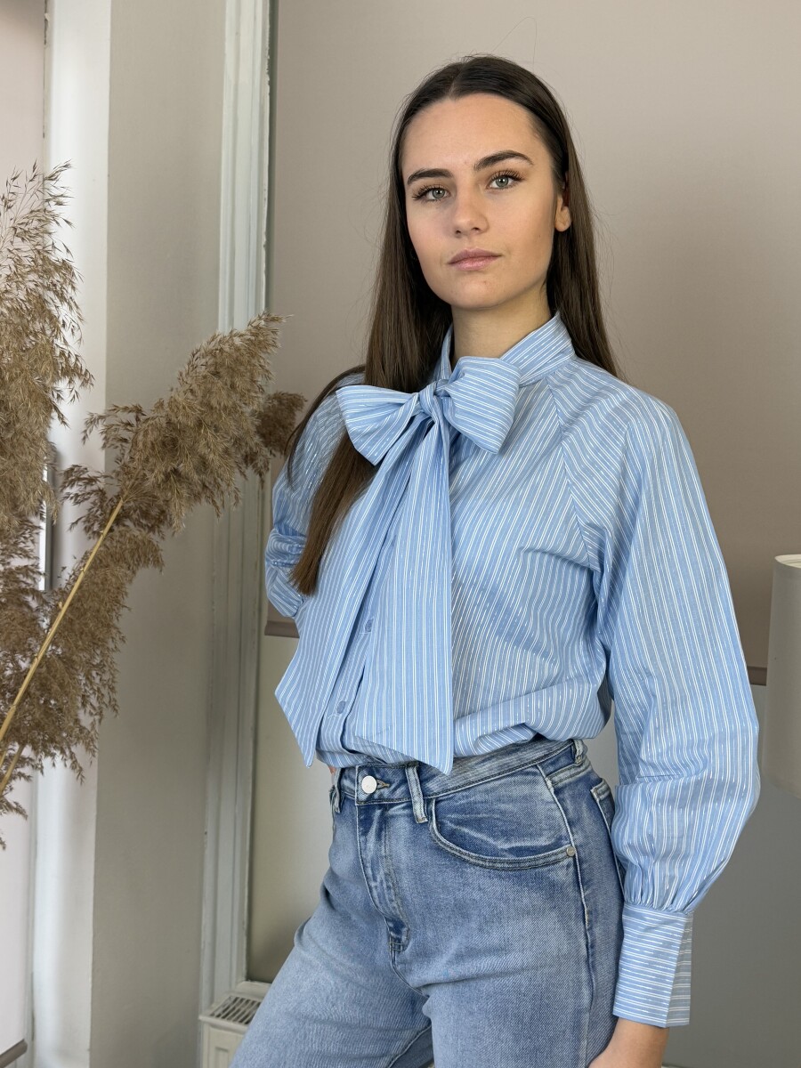 Masnis csíkos blúz - világoskék - Kép 22