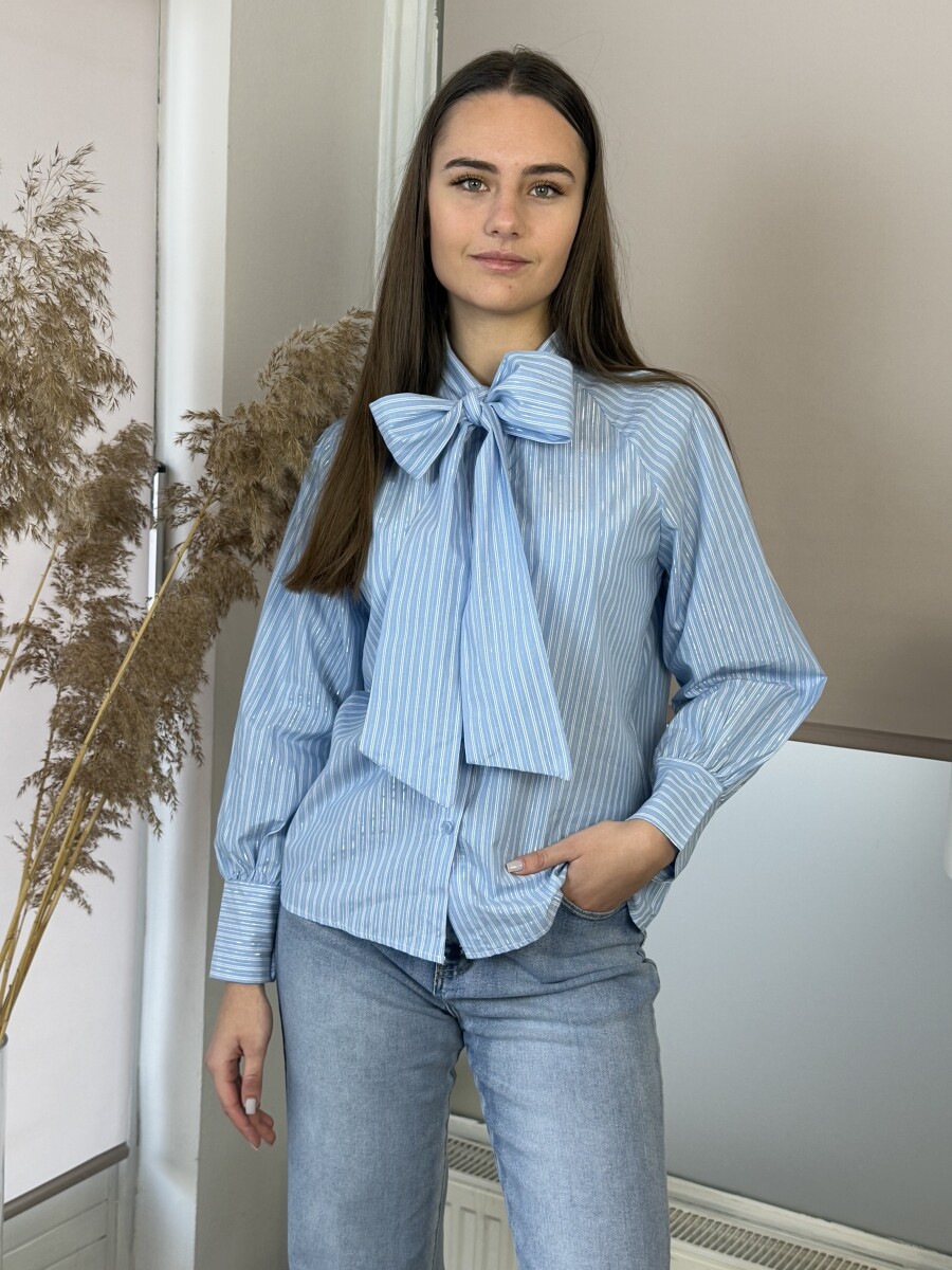 Masnis csíkos blúz - világoskék - Kép 4