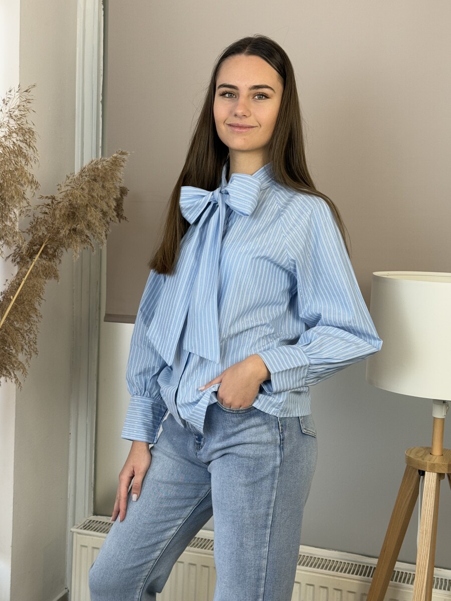 Masnis csíkos blúz - világoskék - Kép 8