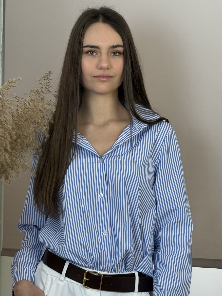 Csíkos ing - fehér-világoskék - Kép 12