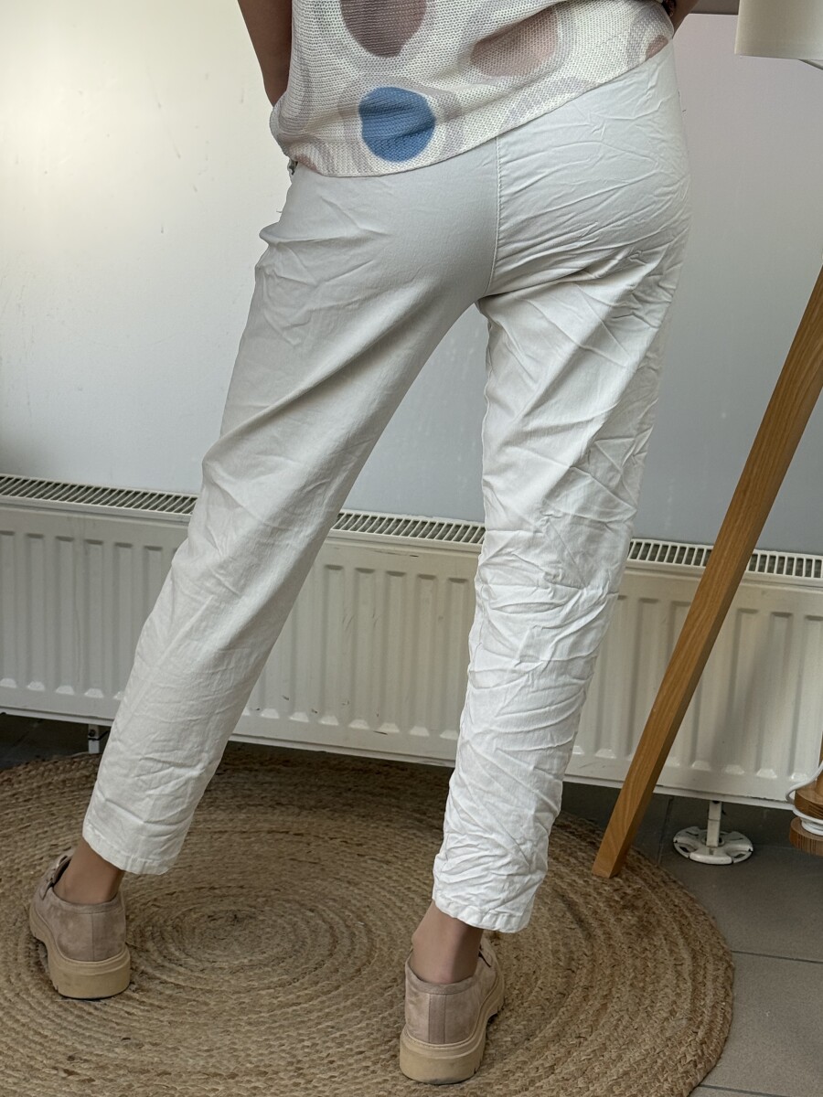 Oldalt gombos megkötős nadrág - bézs - Kép 9