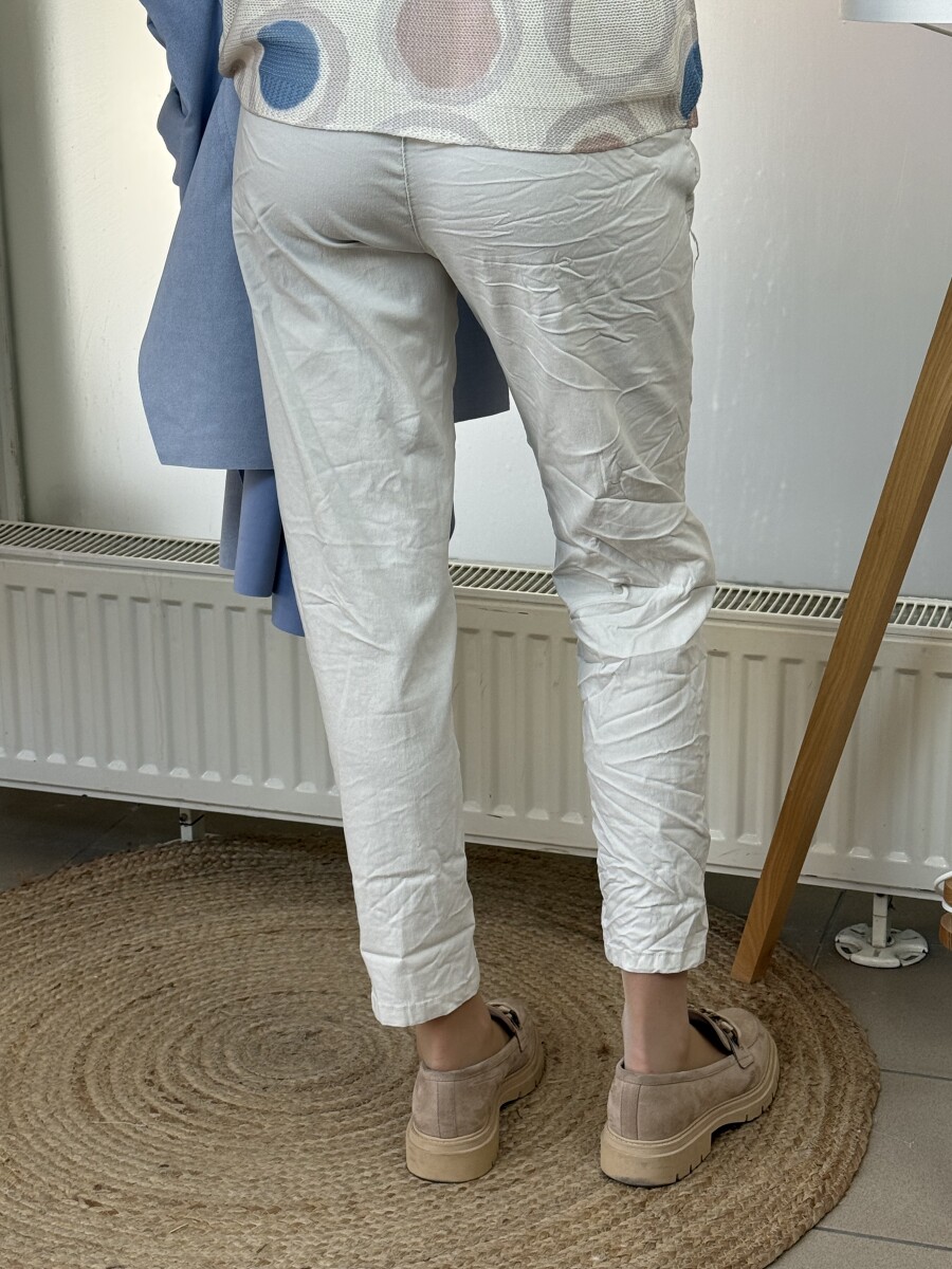 Oldalt gombos megkötős nadrág - bézs - Kép 6