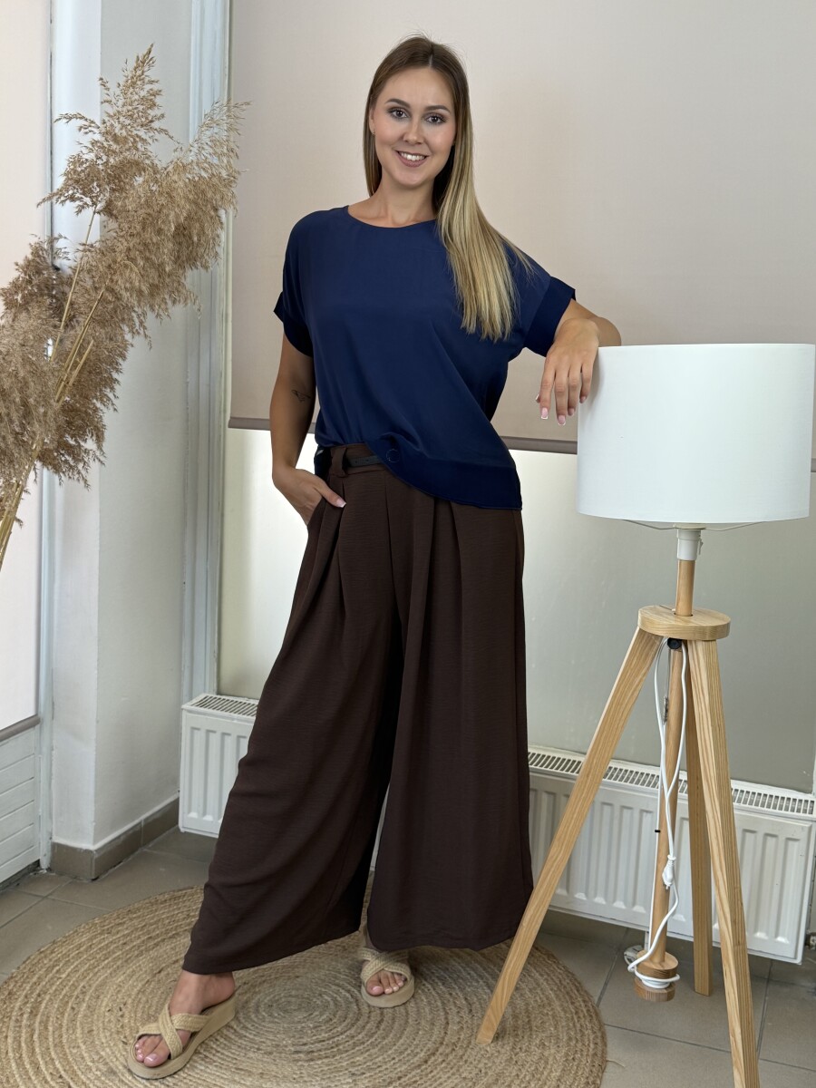 T ujjas blúz - sötétkék - Kép 5