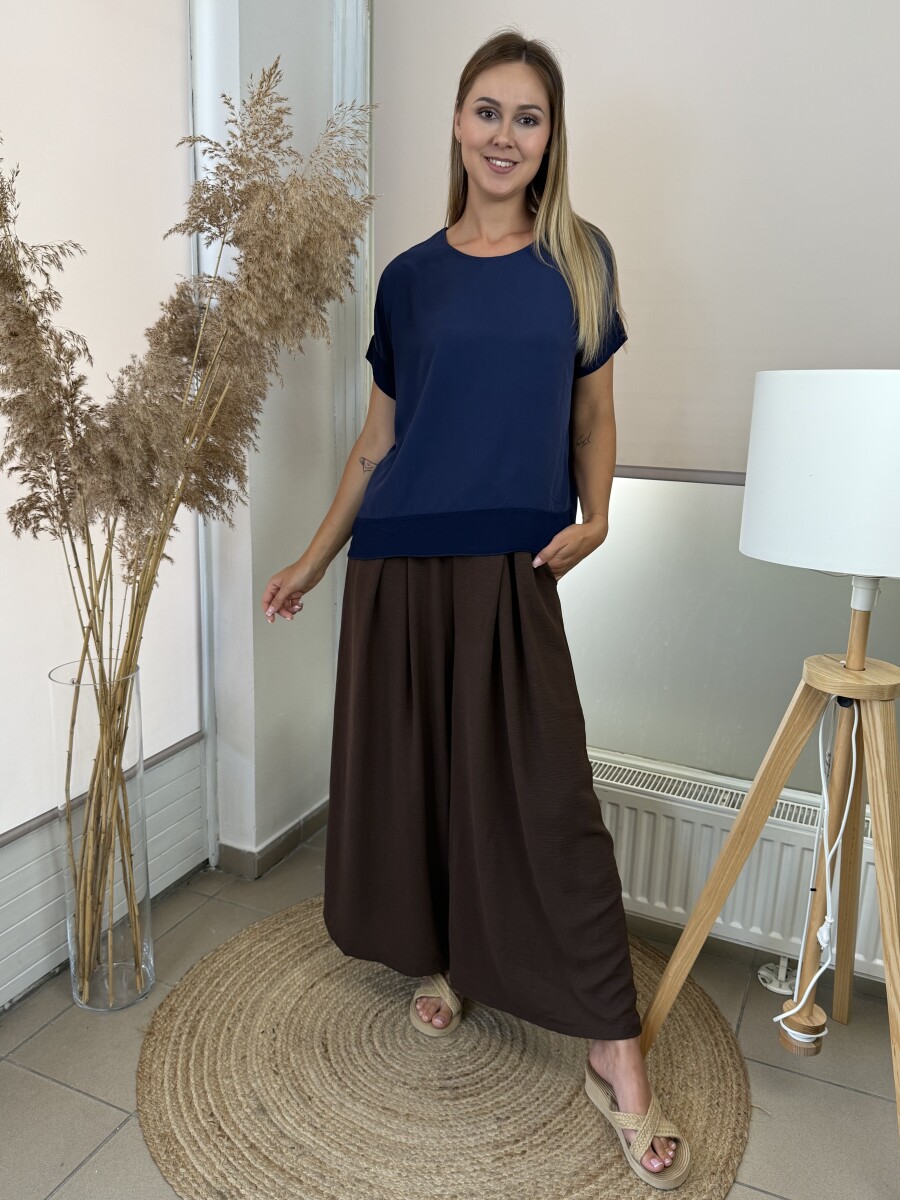 T ujjas blúz - sötétkék - Kép 8