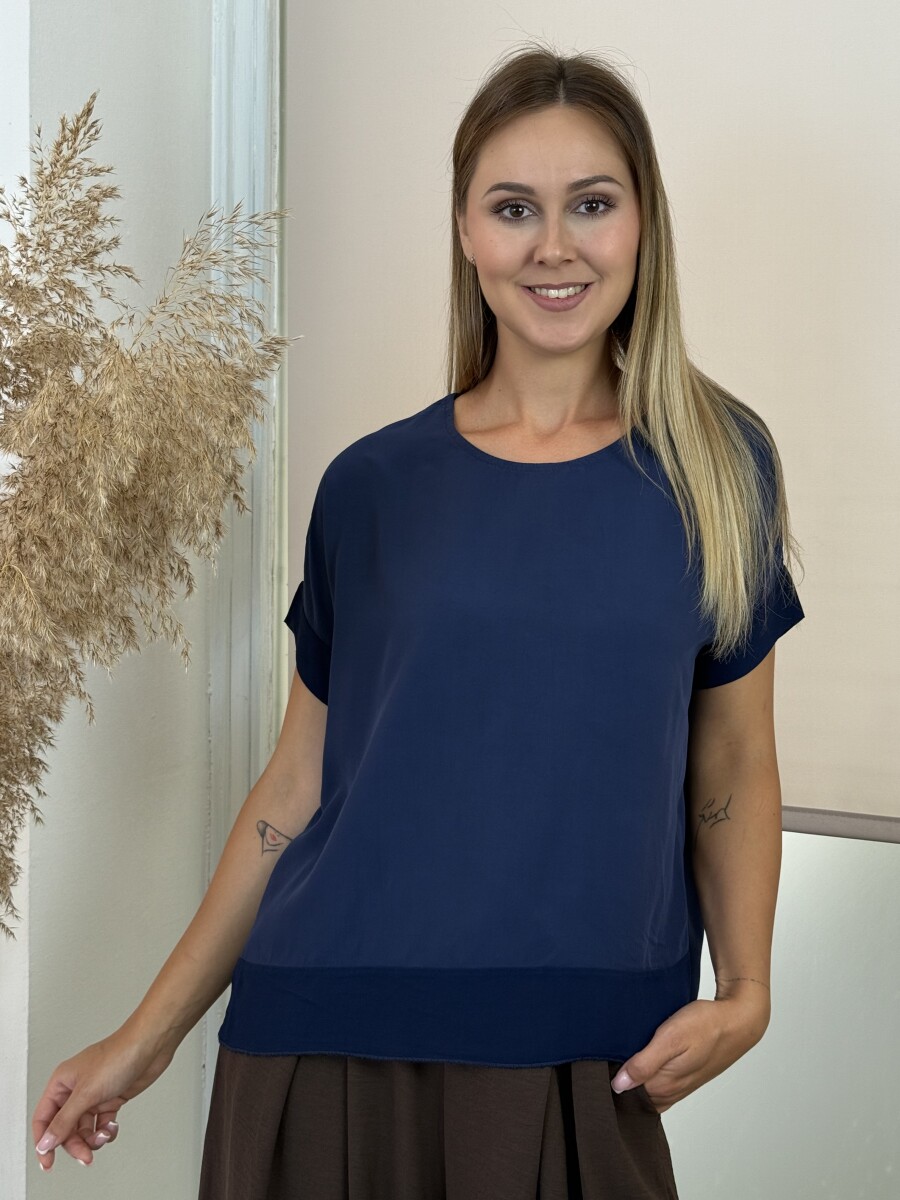 T ujjas blúz - sötétkék - Kép 7