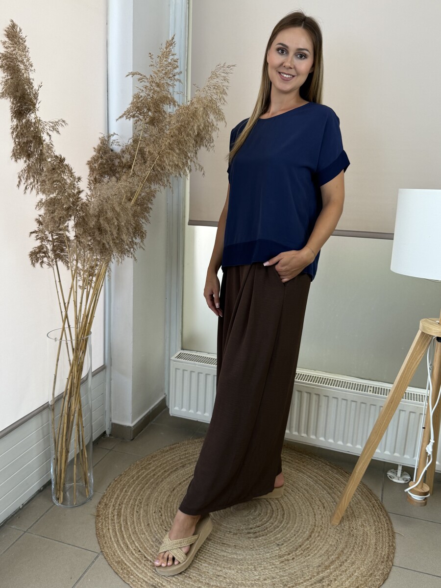 T ujjas blúz - sötétkék - Kép 2