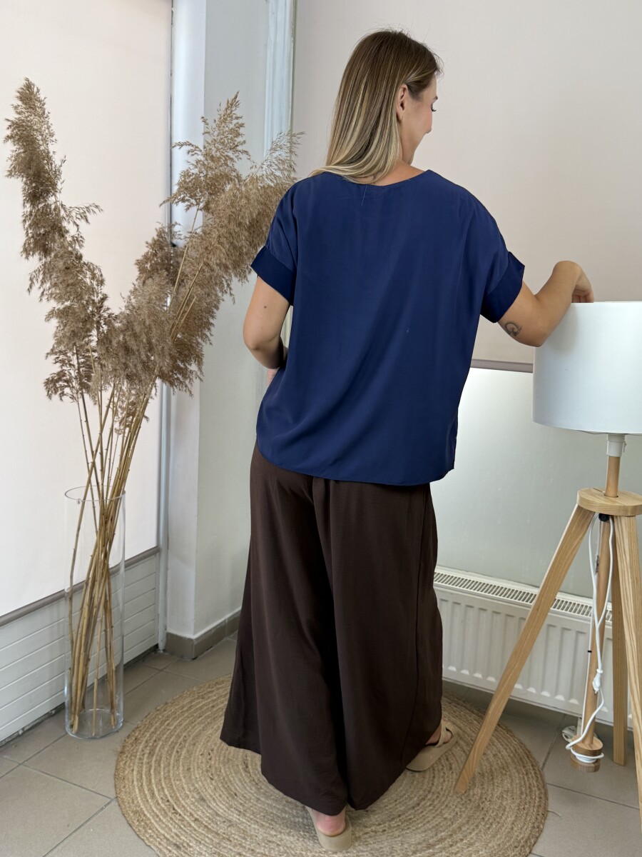 T ujjas blúz - sötétkék - Kép 10