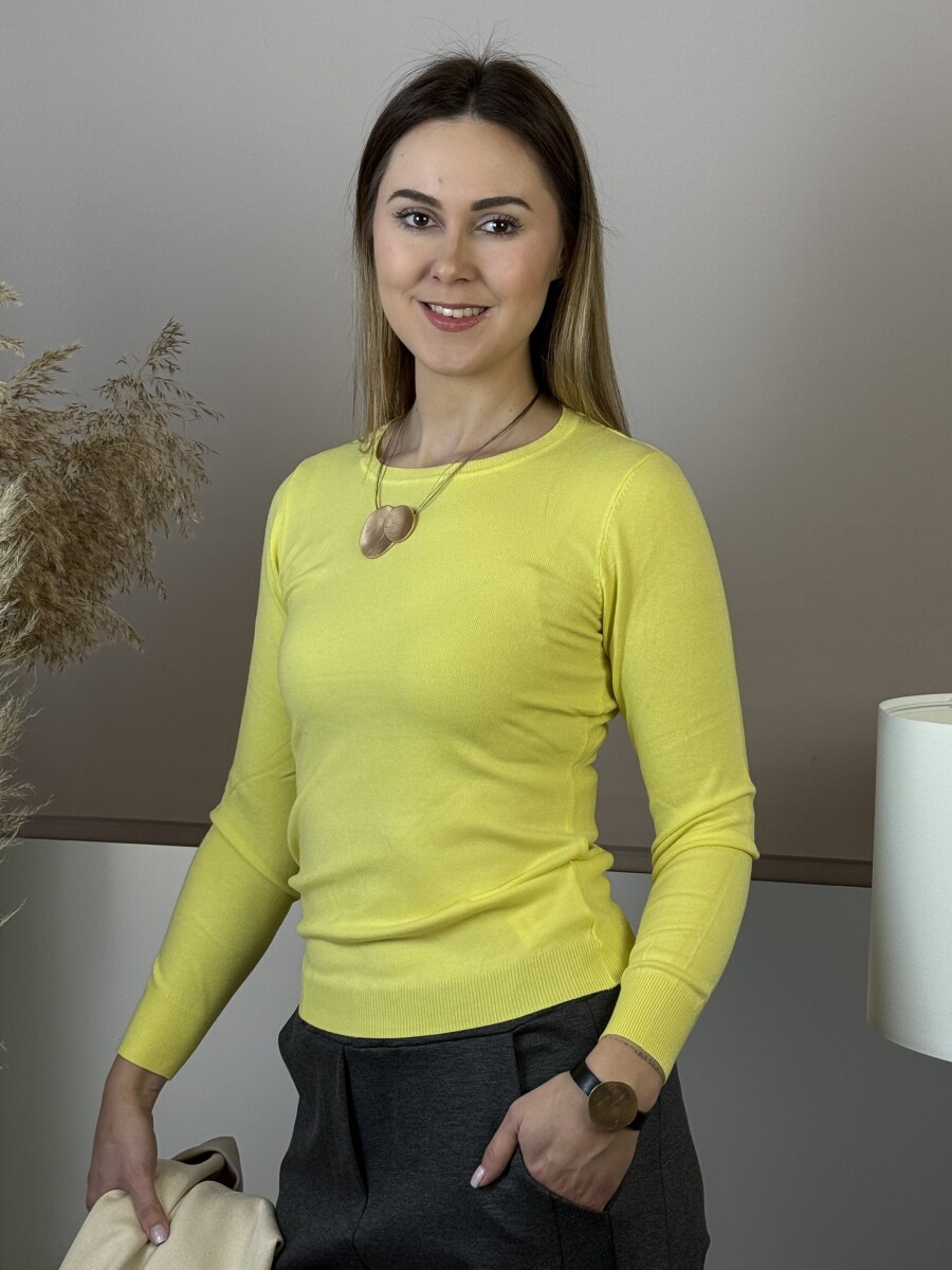 Passzés kereknyakú pulóver - sárga - Kép 7