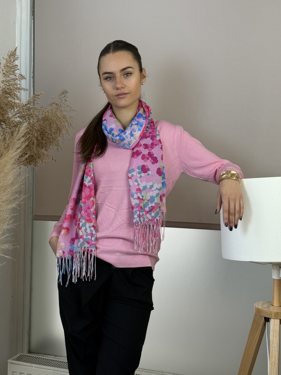 Passzés V nyakú lezser pulóver - rózsaszín - Kép 2