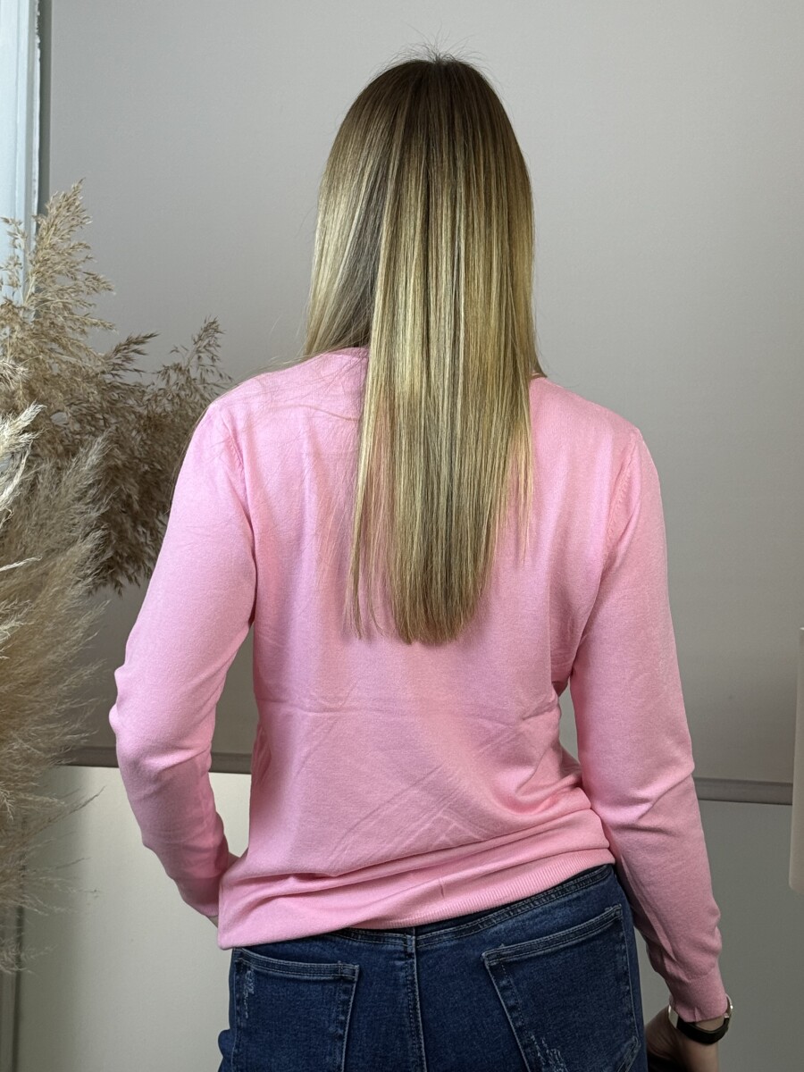Passzés kereknyakú lezser pulóver - rózsaszín - Kép 8