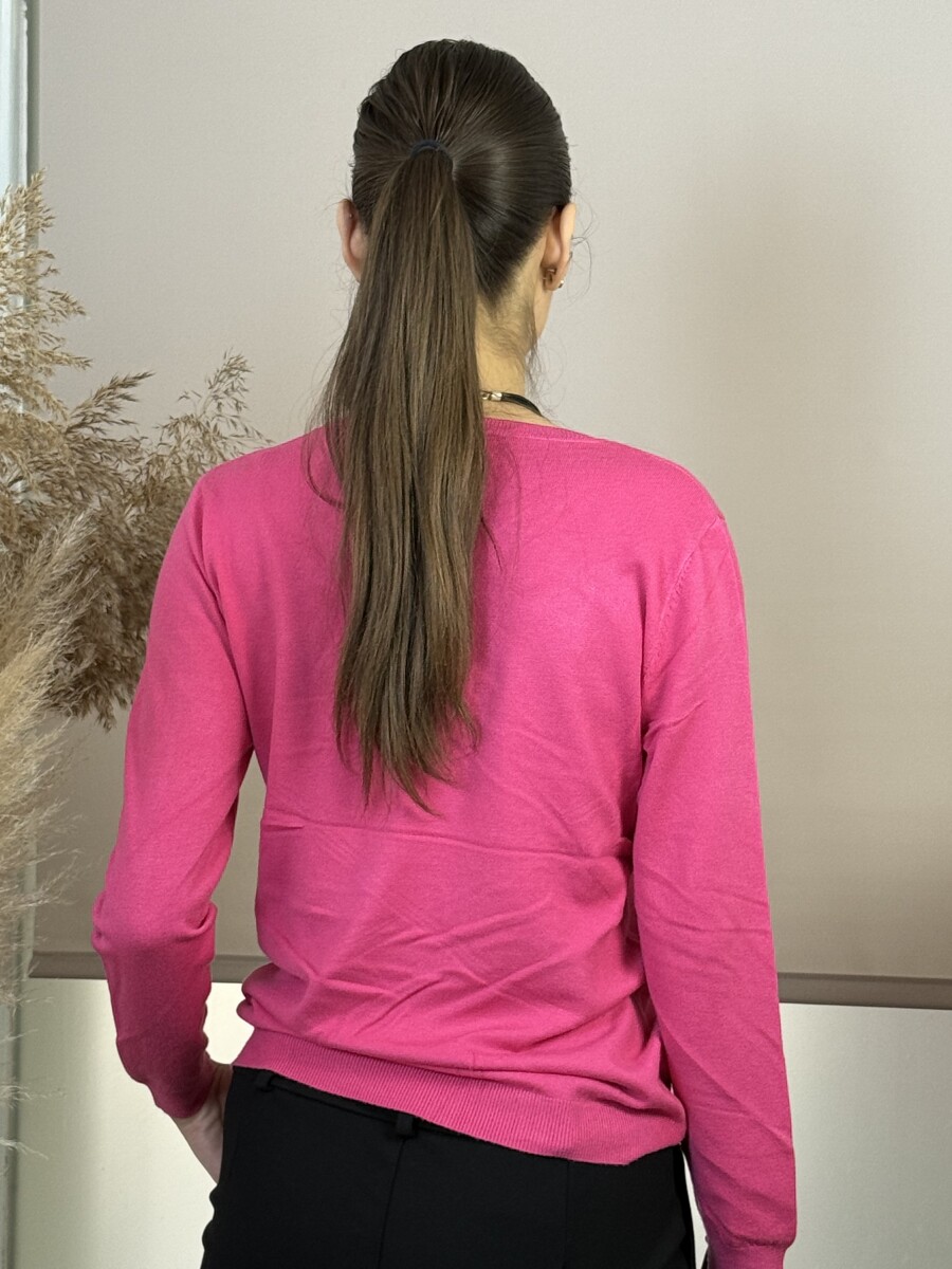 Passzés kereknyakú lezser pulóver - fukszia - Kép 13