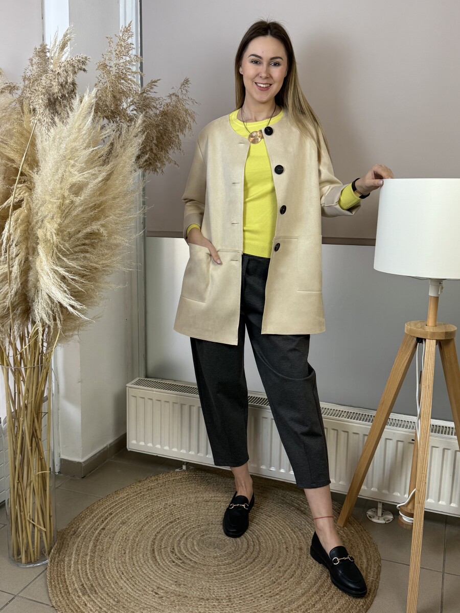 Nagygombos szivacskabát - bézs - Kép 5