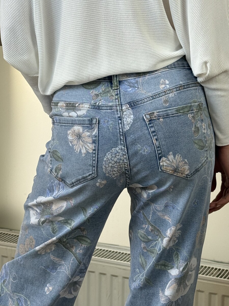 Bőszárú virágos farmer - világoskék - Kép 11