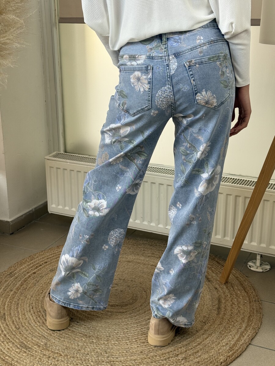 Bőszárú virágos farmer - világoskék - Kép 12