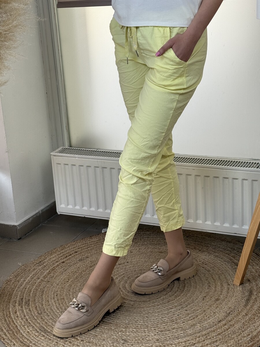 Kötős gyűrt hatású nadrág - sárga - Kép 12