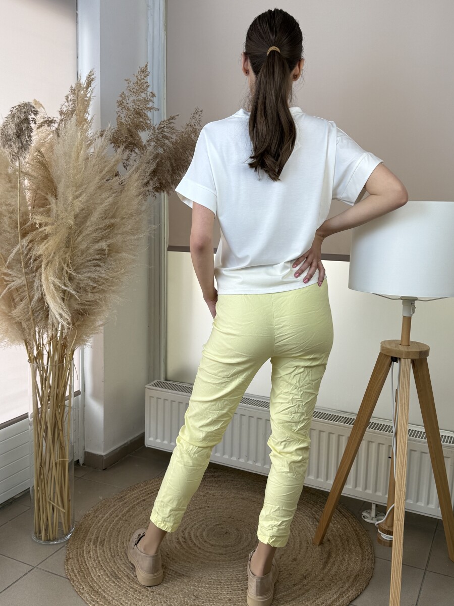 Kötős gyűrt hatású nadrág - sárga - Kép 15