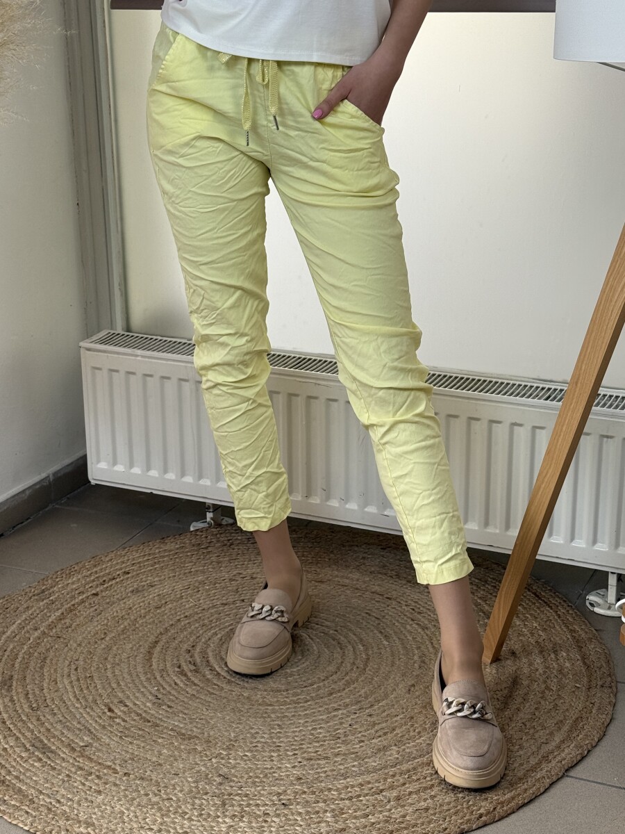 Kötős gyűrt hatású nadrág - sárga - Kép 8