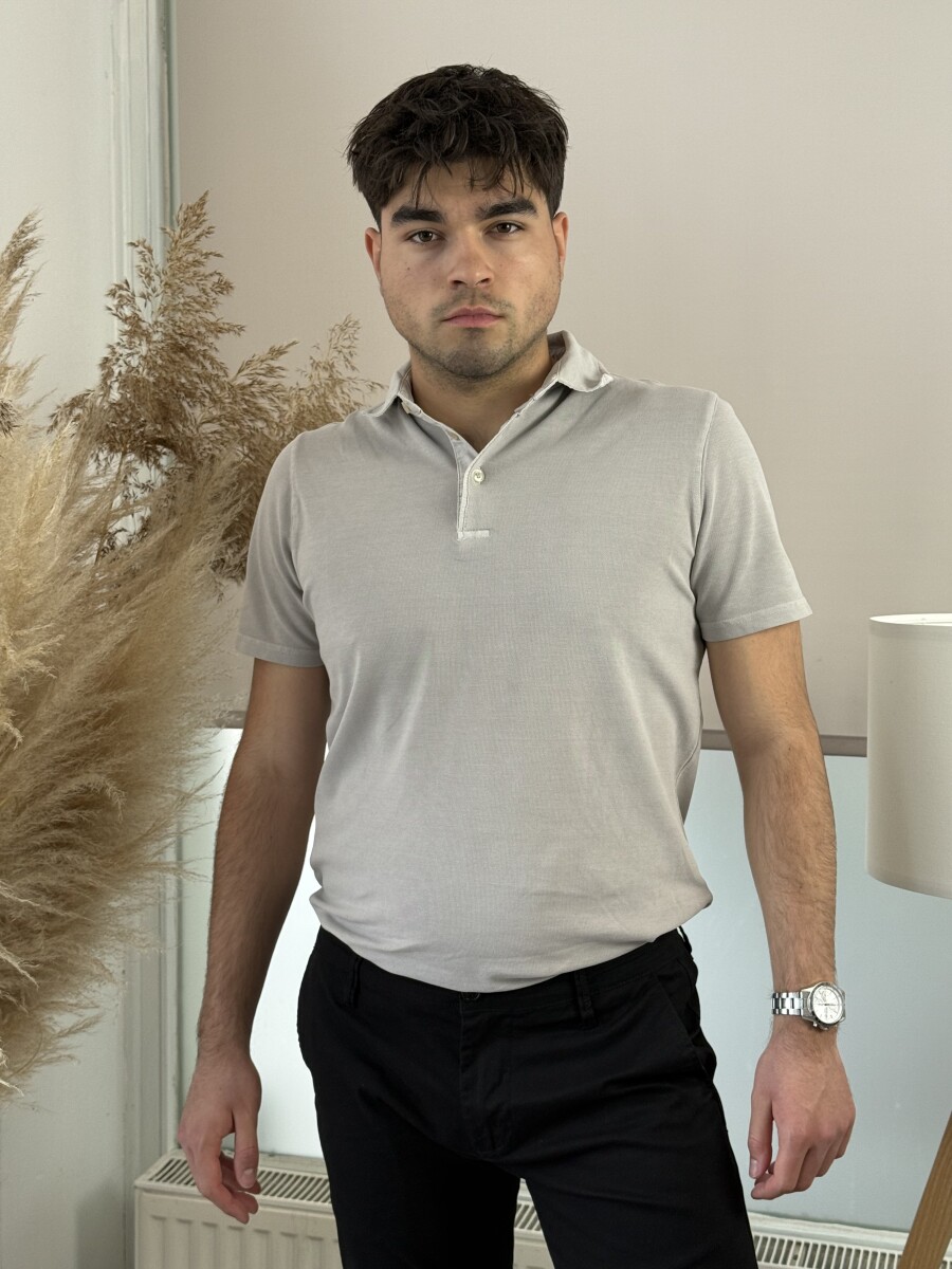 Galléros póló - homok - Kép 1