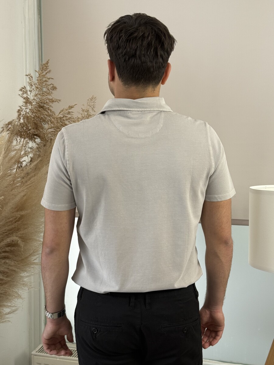 Galléros póló - homok - Kép 8