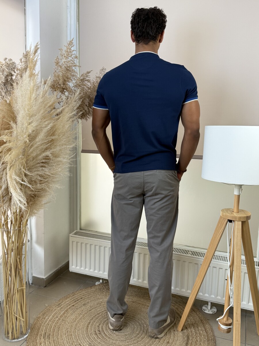 Álló galléros póló - sötétkék - Kép 9