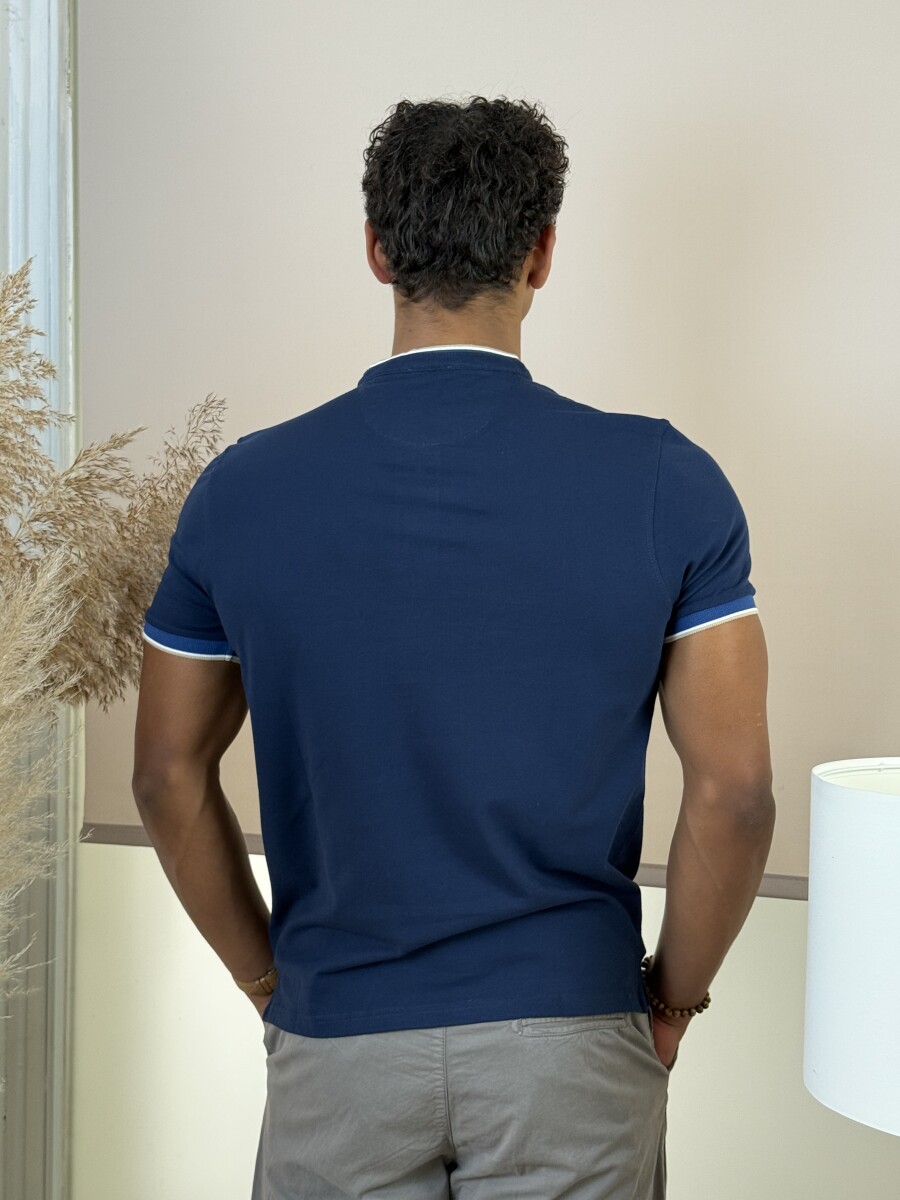 Álló galléros póló - sötétkék - Kép 8