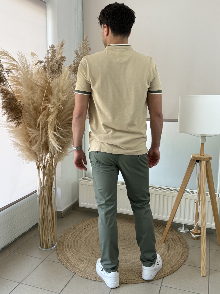 Álló galléros póló - camel - Kép 17