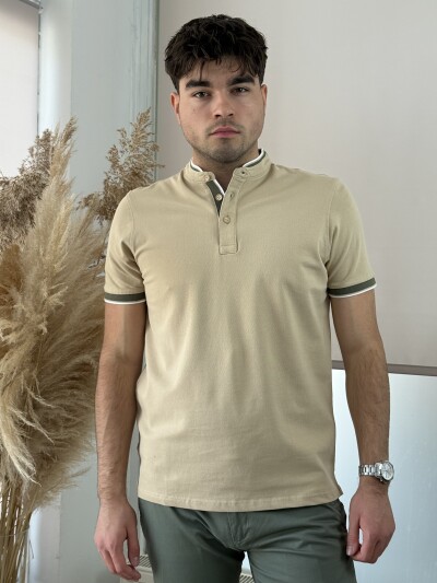 Álló galléros póló - camel