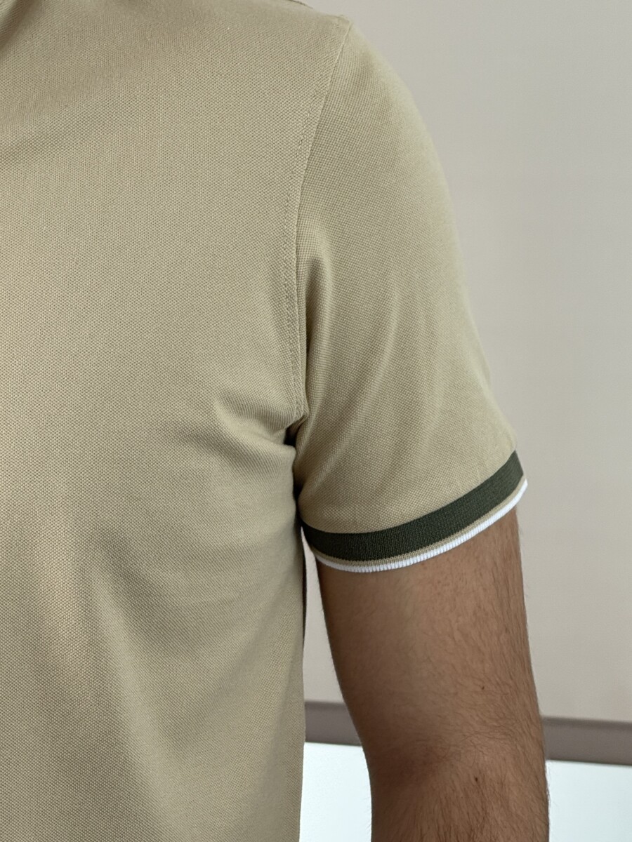 Álló galléros póló - camel - Kép 7