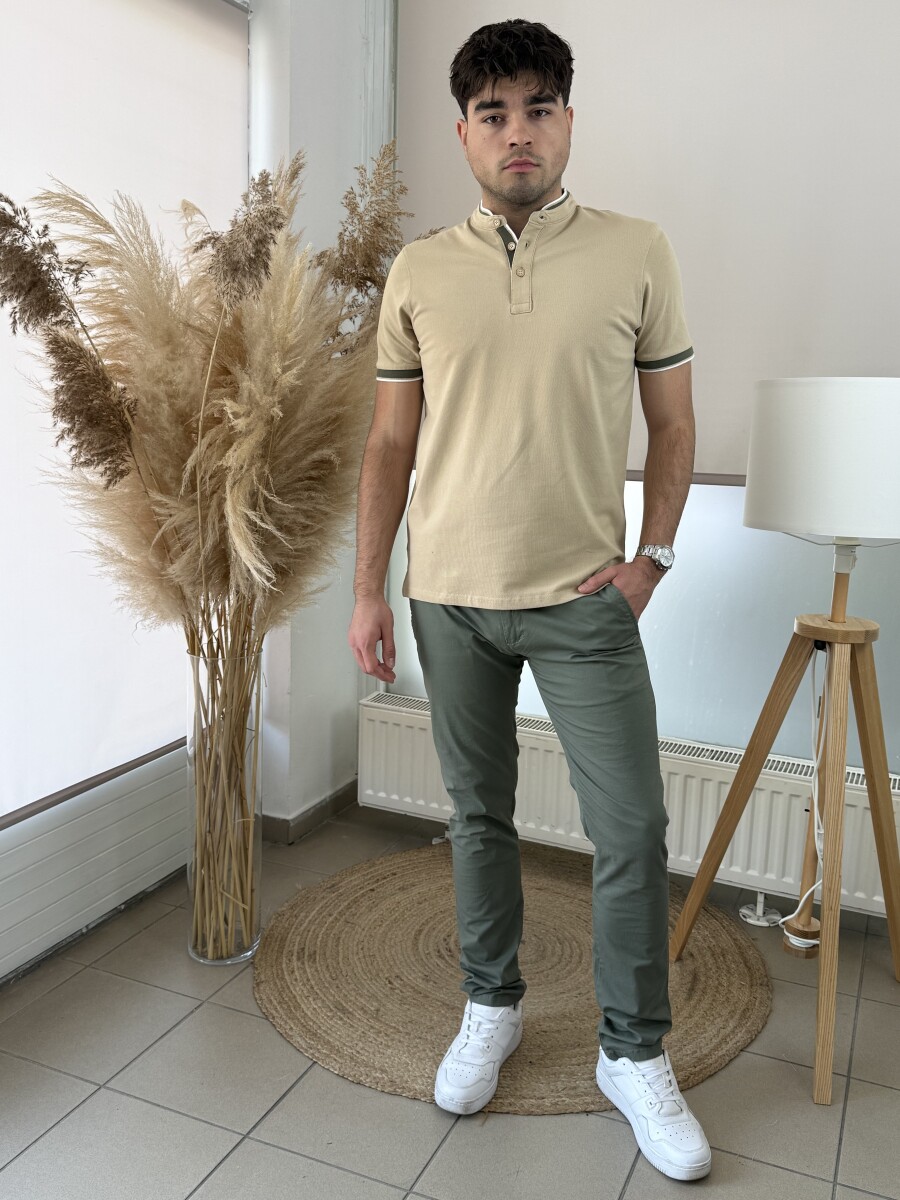 Álló galléros póló - camel - Kép 4