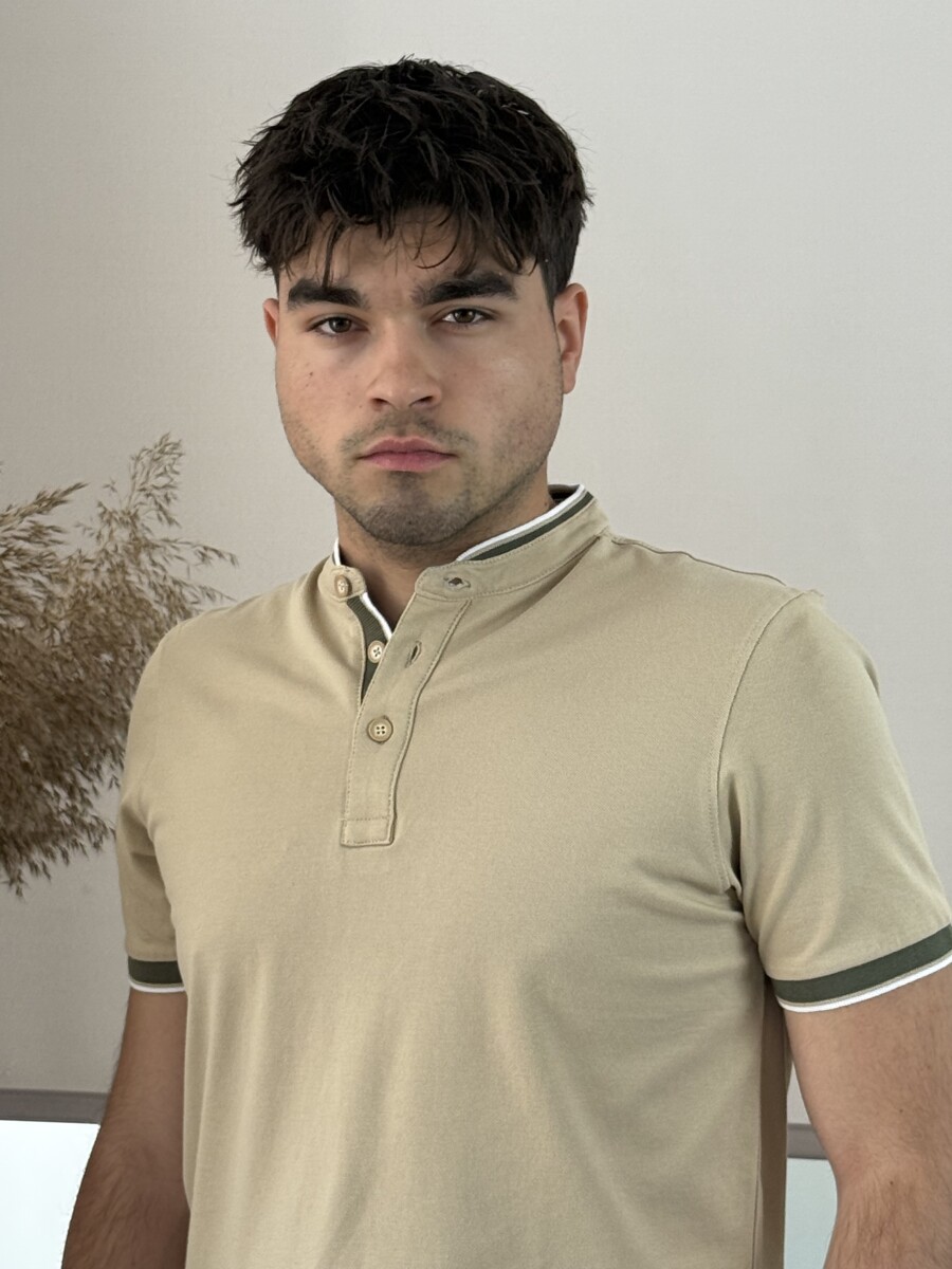 Álló galléros póló - camel - Kép 10