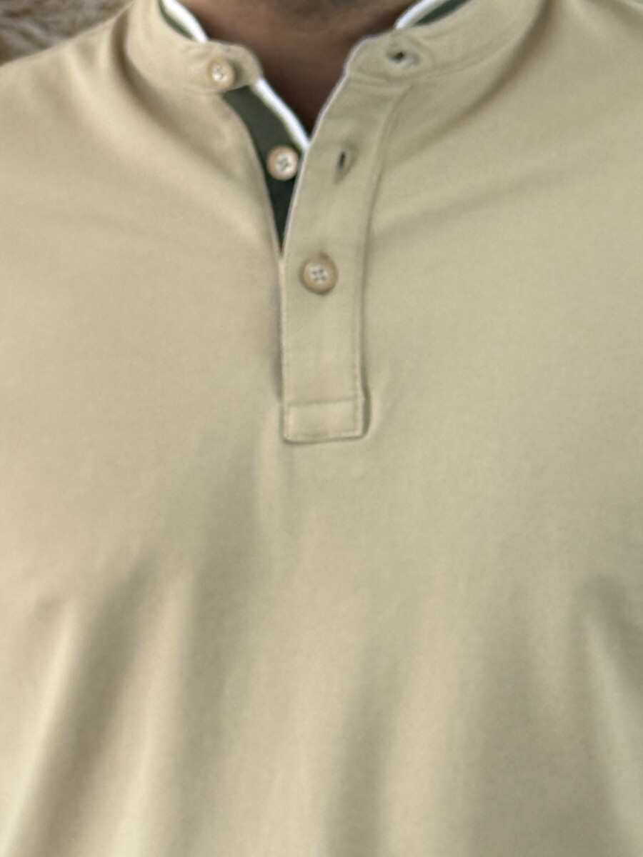 Álló galléros póló - camel - Kép 10