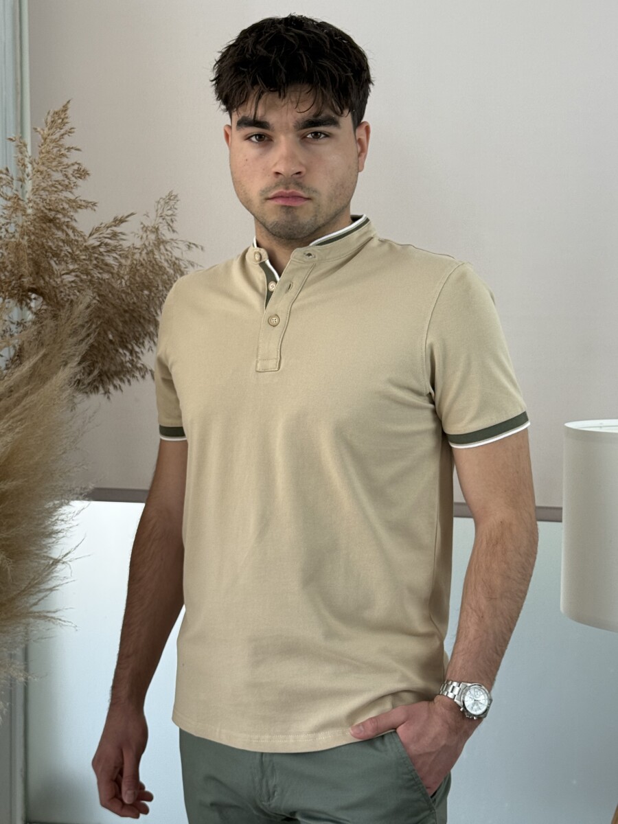 Álló galléros póló - camel - Kép 12