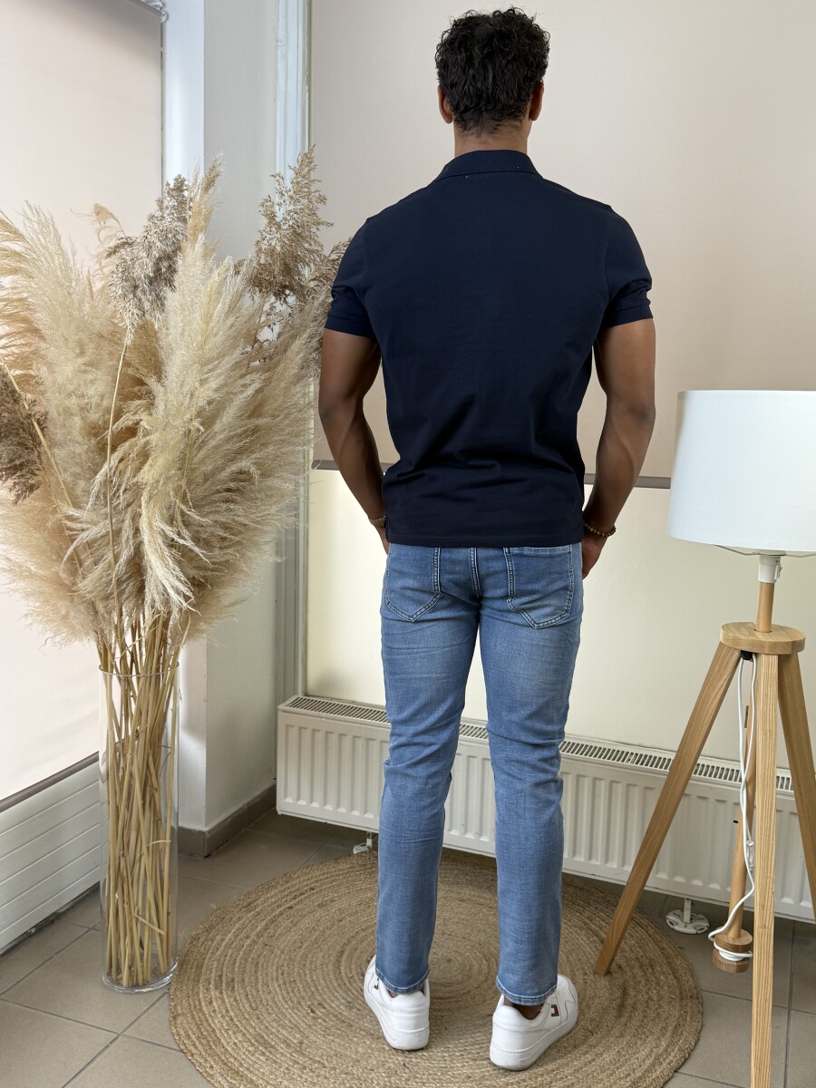 Galléros póló - sötétkék - Kép 9