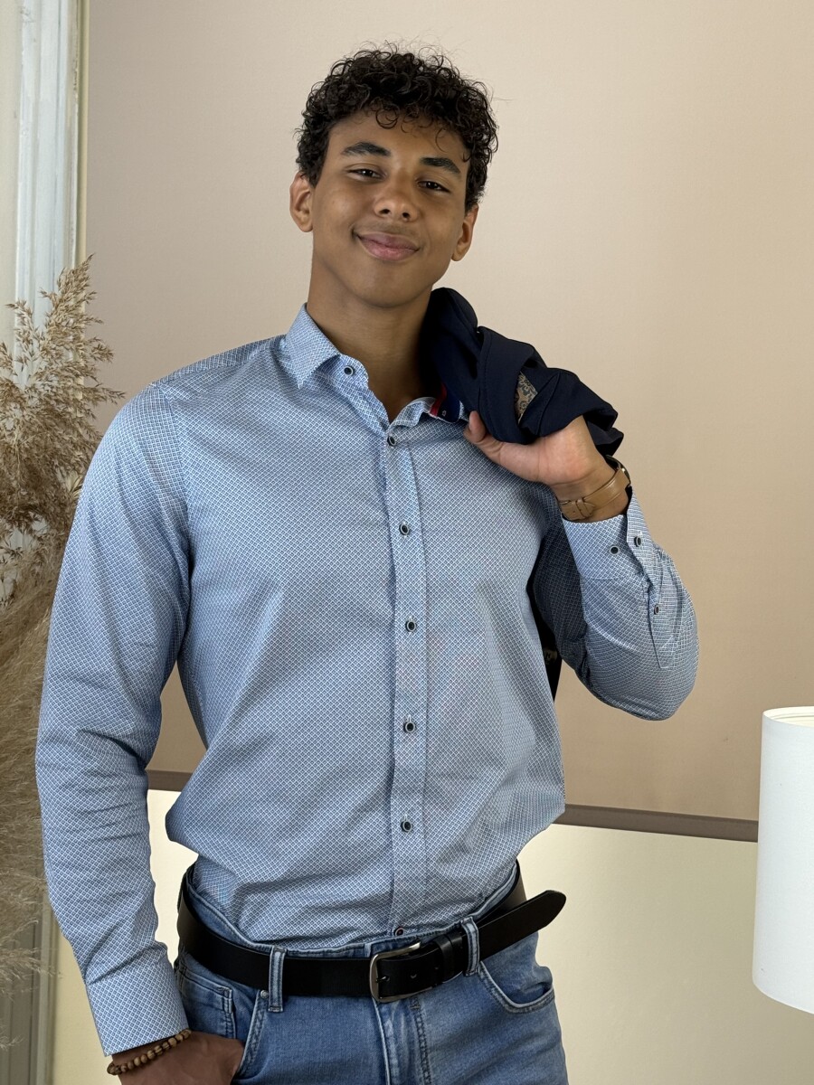 Apró mintás ing - világoskék - Kép 9