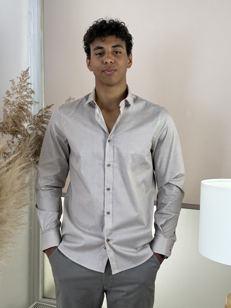 Apró mintás ing - bézs - Kép 11