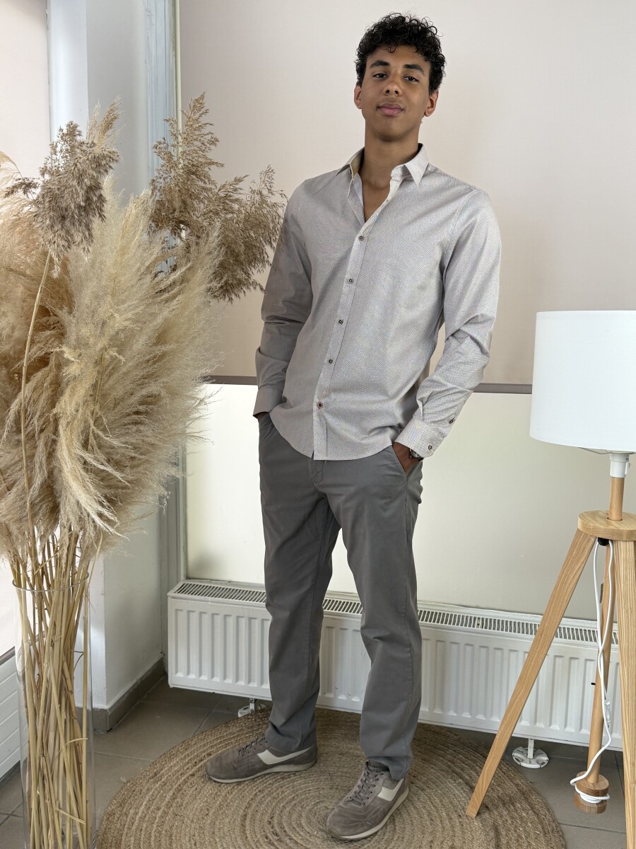 Apró mintás ing - bézs - Kép 10