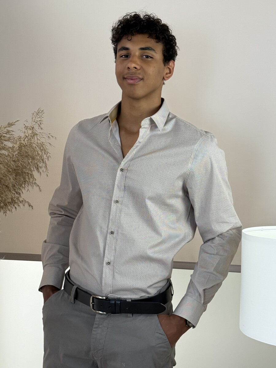 Apró mintás ing - bézs - Kép 2