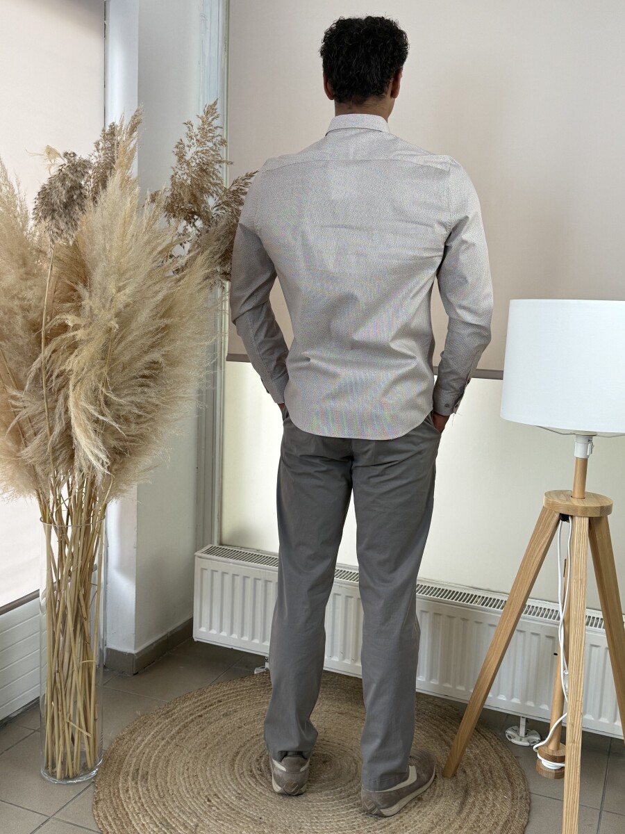 Apró mintás ing - bézs - Kép 16