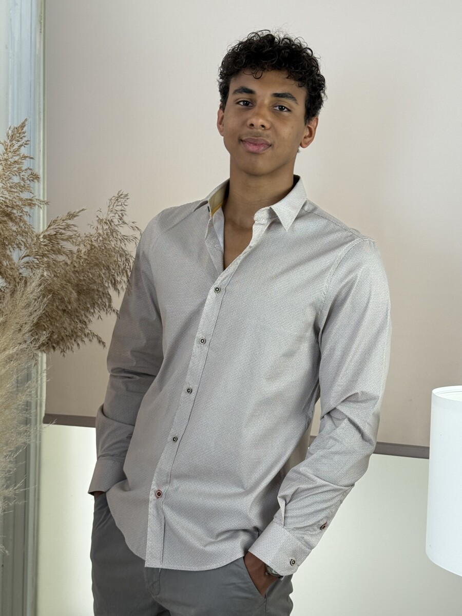 Apró mintás ing - bézs - Kép 2