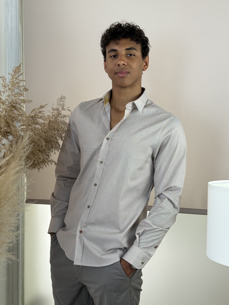 Apró mintás ing - bézs - Kép 5